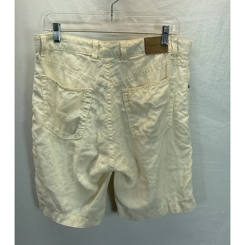 Ermenegildo Zegna Men's Ivory Linen Chino Short Travel Summer 5 Pocket Resort 34